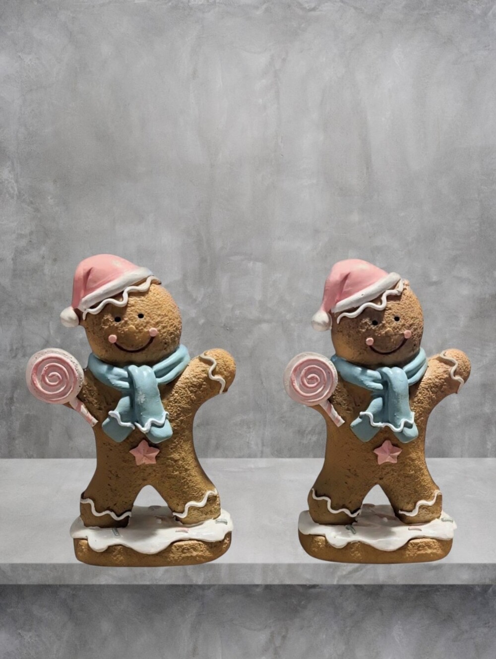 NEW Casadecor Pastel Gingerbread Figurines Christmas Decor - Set of 2